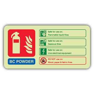 Photoluminescent BC Powder Fire Extinguisher - Landscape