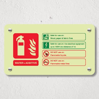 Photoluminescent Water + Additive Fire Extinguisher - Landscape - Acrylic Sign