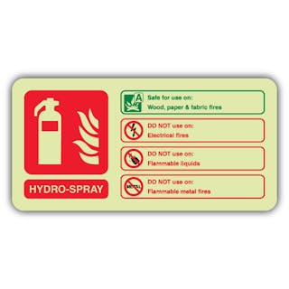 Photoluminescent Hydro Spray Fire Extinguisher - Landscape