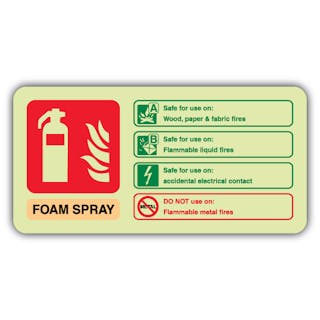 Photoluminescent Foam Spray Electrical ID Fire Extinguisher - Landscape