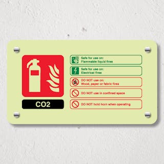 Photoluminescent CO2 Fire Extinguisher - Landscape - Acrylic Sign