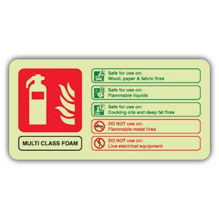 Photoluminescent Multi Class Foam Fire Extinguisher - Landscape