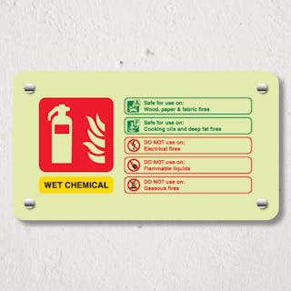 Photoluminescent Wet Chemical Fire Extinguisher - Landscape - Acrylic Sign