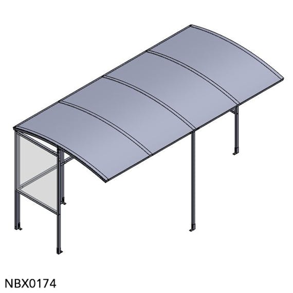 Curved Open Fronted Smoking Shelter - Aluminium Roof