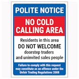 Polite Notice / No Cold Calling Area / Residents In This Area / Failure To Comply