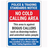 Police & Trading Standards Notice / No Cold Calling Area / Against Bogus Callers / Failure To Comply