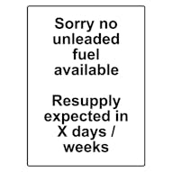 Custom Sorry No Unleaded Available / Resupply Sign