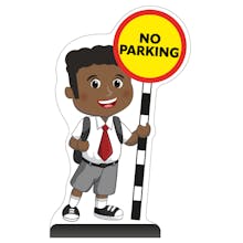 School Kid Cut Out Pavement Sign - Toby - No Parking