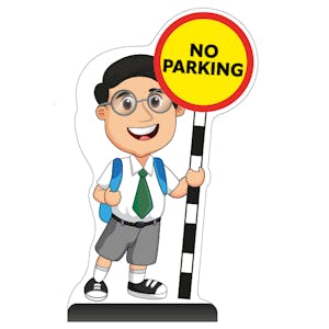 School Kid Cut Out Pavement Sign - Liam - No Parking