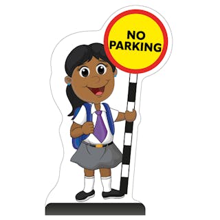 School Kid Cut Out Pavement Sign - Ruby - No Parking