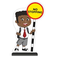 School Kid Cut Out Pavement Sign - Toby - No Stopping 