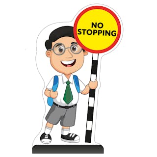 School Kid Cut Out Pavement Sign - Liam - No Stopping