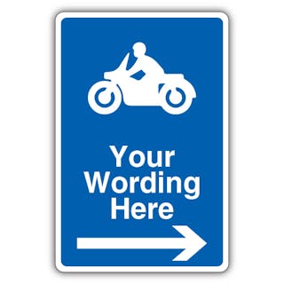 Custom - Mandatory Motorcycle Parking - Blue - Arrow Right