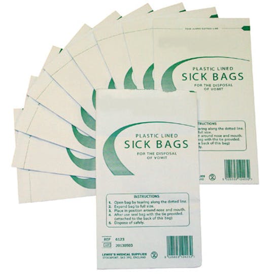 Amazon.com: Medline Blue Emesis Bags, Vomit Bags, Motion Sickness Bags,  Disposable, Graduated Markings, Urgent Cares, Cars, Boats, Planes, 24 Pack  : Health & Household