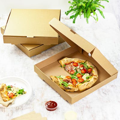 Vegware 12in brown kraft pizza box - Pack of 100 | EcoCentric