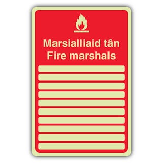 Photoluminescent Welsh/English - Fire Marshals