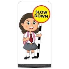 School Kid Flat Panel Pavement Sign - Mollie - Slow Down