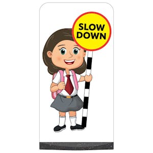 School Kid Flat Panel Pavement Sign - Mollie - Slow Down