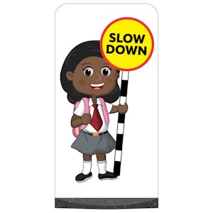 School Kid Flat Panel Pavement Sign - Naomi - Slow Down