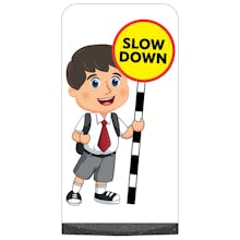 School Kid Flat Panel Pavement Sign - Charlie - Slow Down