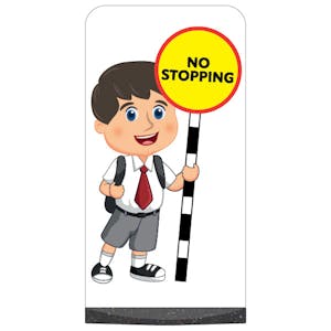School Kid Flat Panel Pavement Sign - Charlie - No Stopping