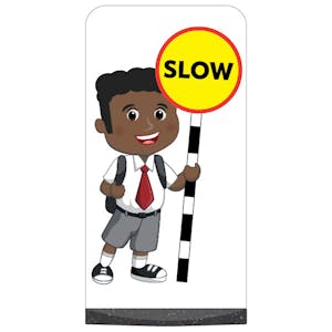 School Kid Flat Panel Pavement Sign - Toby - Slow