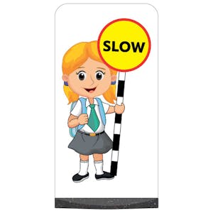 School Kid Flat Panel Pavement Sign - Jess - Slow