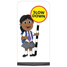 School Kid Flat Panel Pavement Sign - Ruby - Slow Down