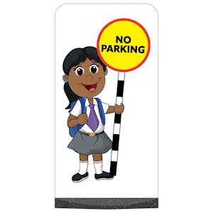 School Kid Flat Panel Pavement Sign - Ruby - No Parking