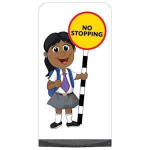 School Kid Flat Panel Pavement Sign - Ruby - No Stopping