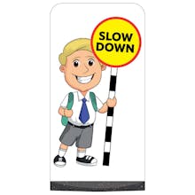 School Kid Flat Panel Pavement Sign - Finn - Slow Down