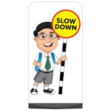 School Kid Flat Panel Pavement Sign - Liam - Slow Down