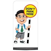 School Kid Flat Panel Pavement Sign - Liam - Don't Park Here