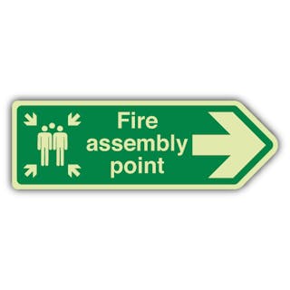 Photoluminescent Fire Assembly Point Arrow Right - Shaped