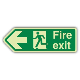 Photoluminescent Fire Exit Arrow Left - Shaped Sign