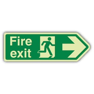 Photoluminescent Fire Exit Arrow Right - Shaped Sign