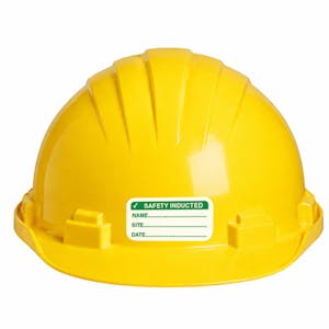 Safety Inducted Hard Hat Stickers - Rectangular - Sheet of 24