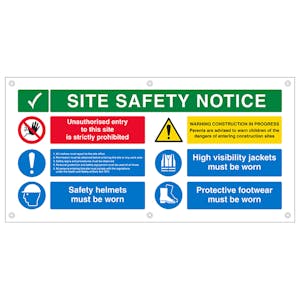 Multi Hazard Site Safety Notice 6 Points Banner