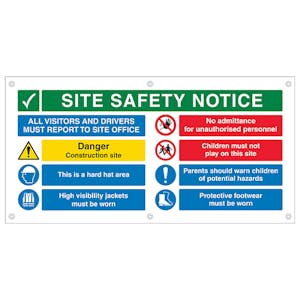 Multi Hazard Site Safety All Visitors To Site Office Banner