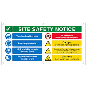 Multi Hazard Site Safety Notice 8 Points 2 Column Banner