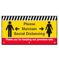 Please Maintain Social Distancing On Our Premises Banner