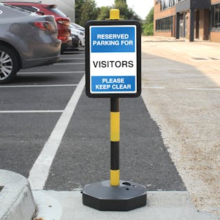 Temporary Signpost - Reserved Parking For Visitors Please Keep Clear
