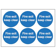 Fire Exit Keep Clear Vinyl Labels On A Sheet