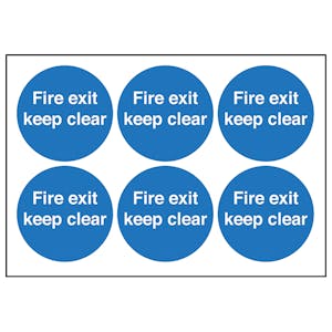 Fire Exit Keep Clear Vinyl Labels On A Sheet