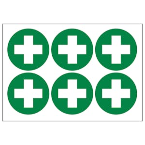 First Aid Cross Vinyl Labels On A Sheet