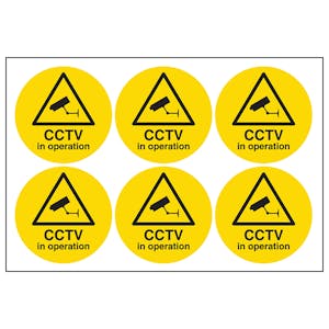 CCTV In Operation Vinyl Labels On A Sheet