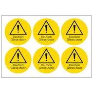 Caution Glass Door Vinyl Labels On A Sheet