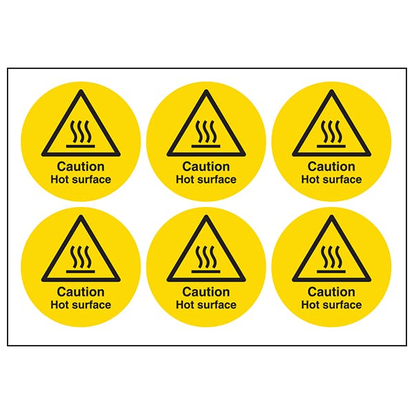Caution Hot Surface Circular Safety Labels Safety Signs 4 Less 4678