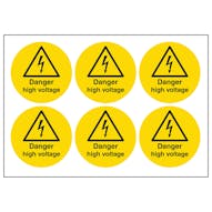 Danger High Voltage Vinyl Labels On A Sheet