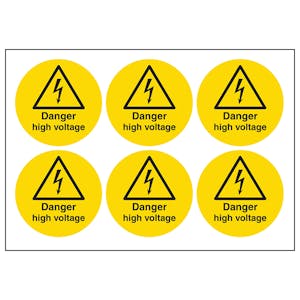 Danger High Voltage Vinyl Labels On A Sheet